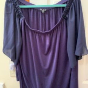 Blue Short Sleeve Off the Shoulder Top